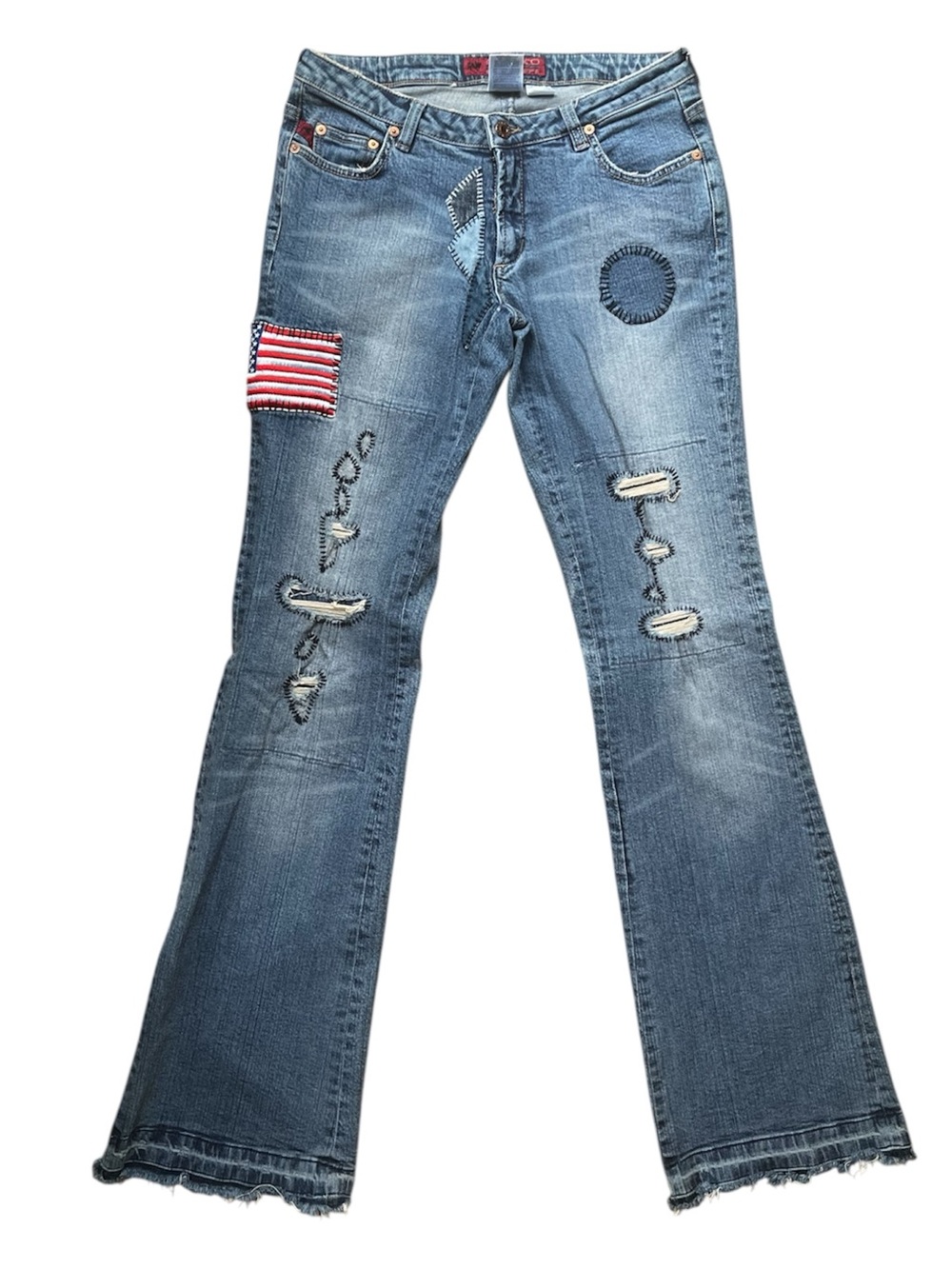 Parasuco Y2K Washed Blue Patchwork Slim Lowrise Jeans